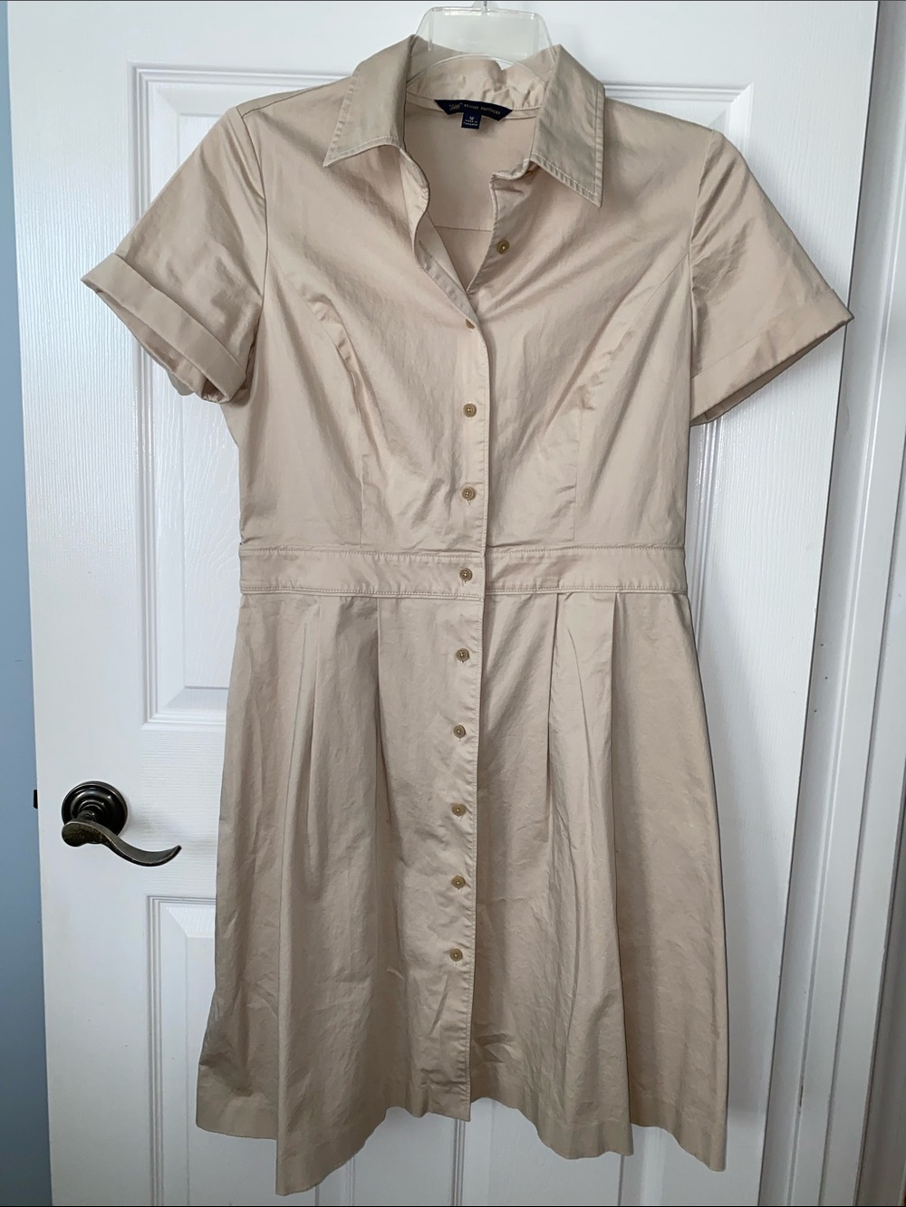 Brooks Brothers Beige Short Sleeve Shirt Dress